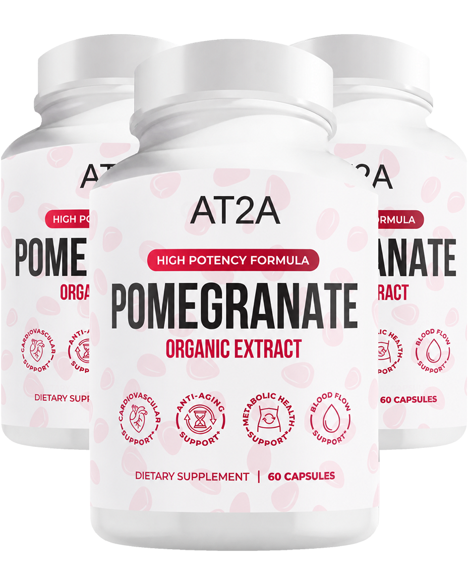 AT2A pomegranate supplement bottles
